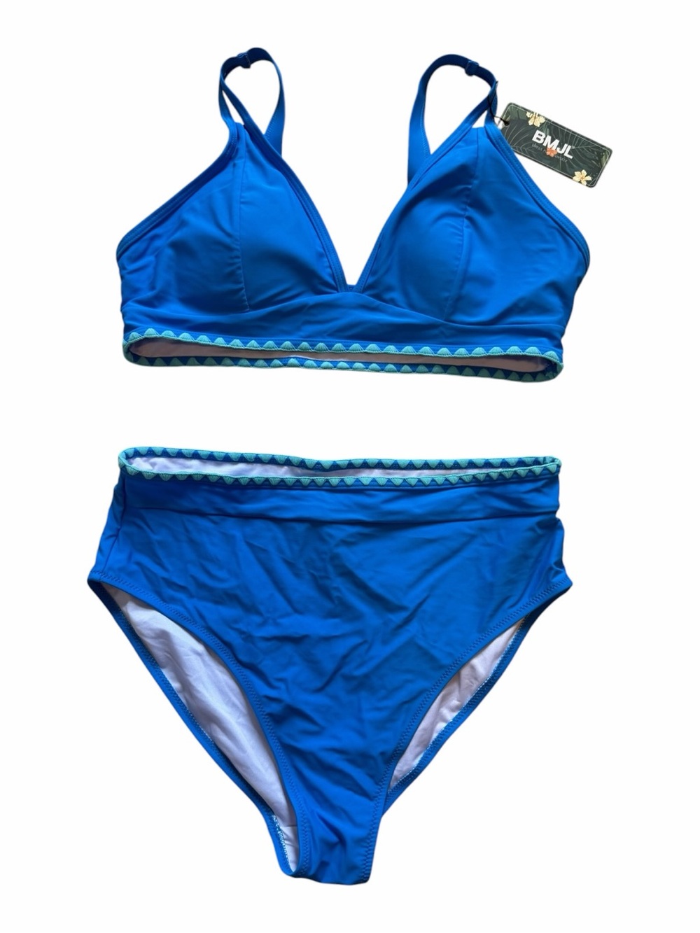 BMJL Blue High-Rise Bikini Set with Trim